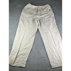 NWT Cubavera Men Sz 1X Natural Beige Linen Blend Beach Drawstring Straight Pants